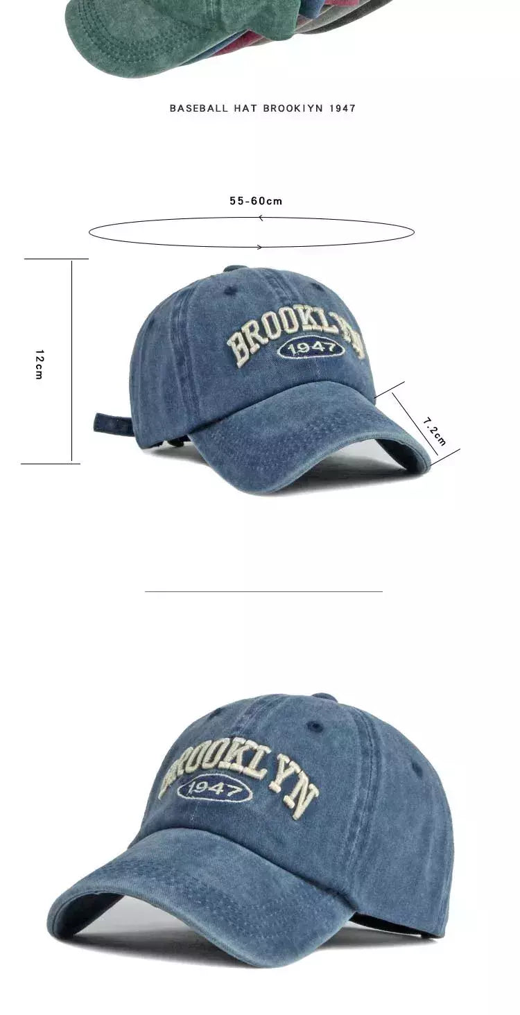 Boné de beisebol para quatro temporadas masculino e feminino, casual retrô lavado de algodão, bordado snapback, proteção solar unissex, verão, 4 estações