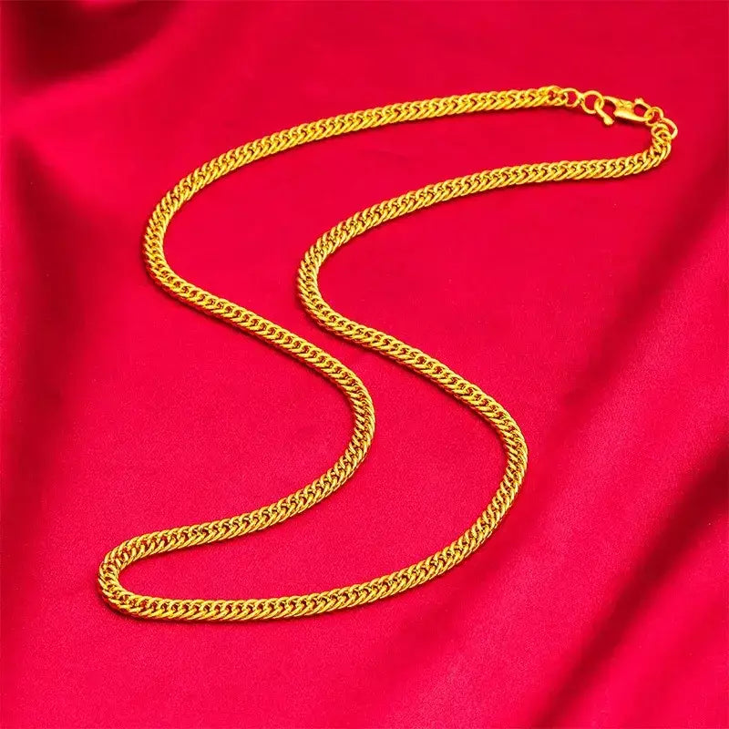 Feminino 9999 24k ouro real massa frita torção corrente colar de ouro moda massa frita torções colar de jóias de ouro