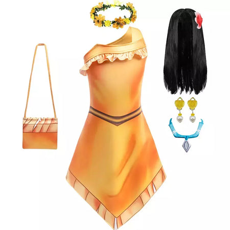 Indiano pocahontas princesa cosplay vestido meninas matoaka festa de halloween disfarce traje crianças dos desenhos animados filme fantasia outfits