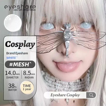 Eyeshare 1 par cosplay lentes de contato coloridas brancas lentes de contato vermelhas anime lentes de olho preto halloween beleza maquiagem lentes