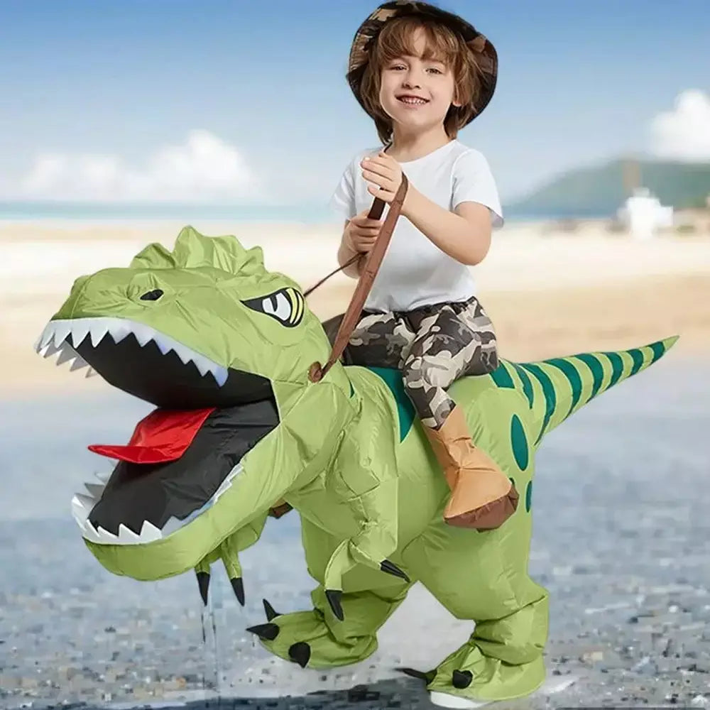 Ride-on traje de dinossauro inflável adequado para festa de halloween ao ar livre atividades pai-filho jogo de rastreamento crianças mascote
