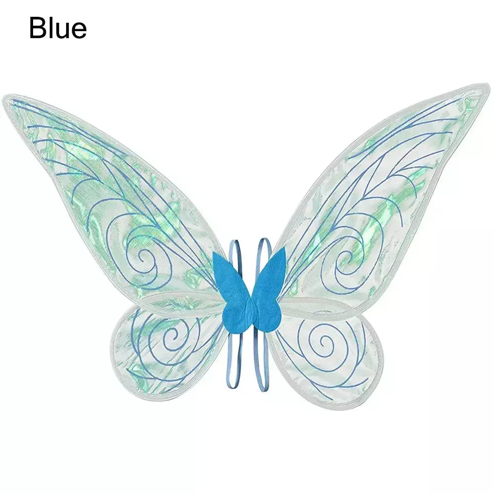 Trajes de halloween para meninas asas de fada borboleta para cosplay trajes brilho fada princesa asas festa favor acessórios