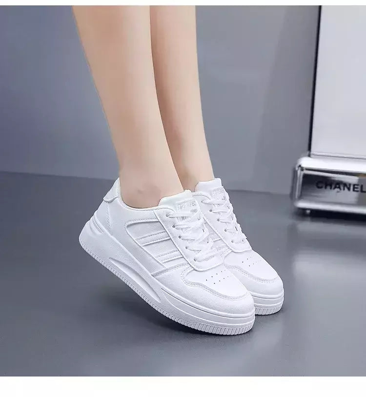 Calçado esportivo casual resistente ao desgaste para mulheres, tênis feminino respirável, sapatos brancos simples para senhora, novo, 2024