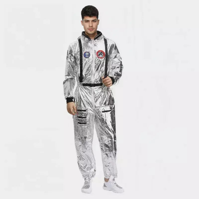 Masculino feminino zíper bordado aventura astronautas terno cosplay traje conjunto qualidade premium festa de halloween desempenho palco