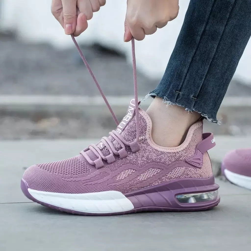 Mulheres sapatos de segurança para botas de segurança de trabalho respirável dedo do pé de aço à prova de punctura esporte trabalho tênis botas de segurança de construção