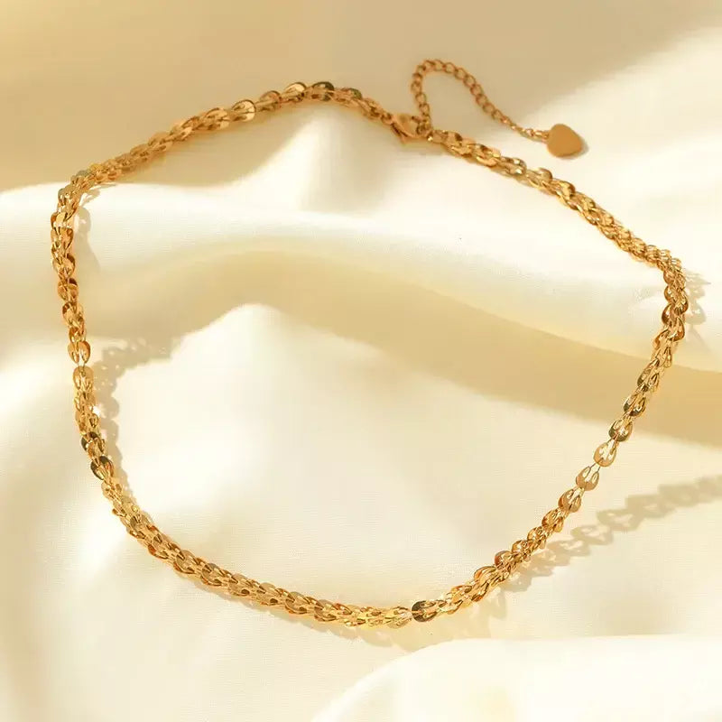 Eilieck 316l aço inoxidável metal charme corrente colar jóias de declaração 18k pvd banhado colar de pescoço corrente para mulher