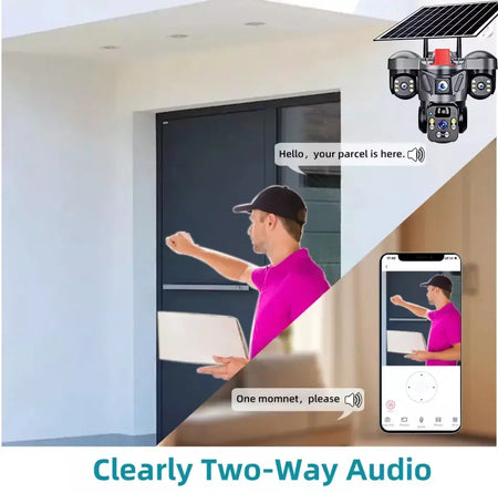 Kerui v380 pro ao ar livre ptz 6mp wifi 4g câmera solar de segurança em casa lente tripla câmera painel solar cctv vigilância vídeo