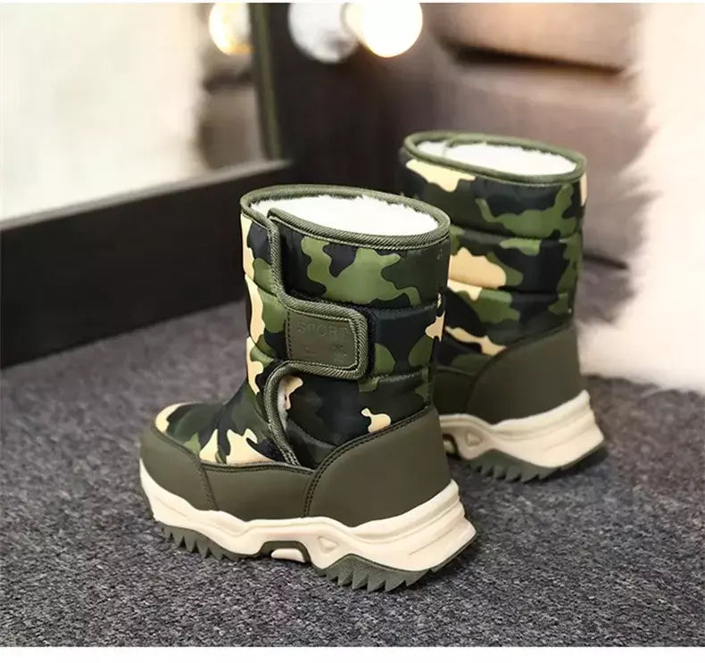 2023 inverno crianças sapatos de pelúcia tecido impermeável antiderrapante sapatos da menina sola de borracha botas de neve moda quente botas ao ar livre