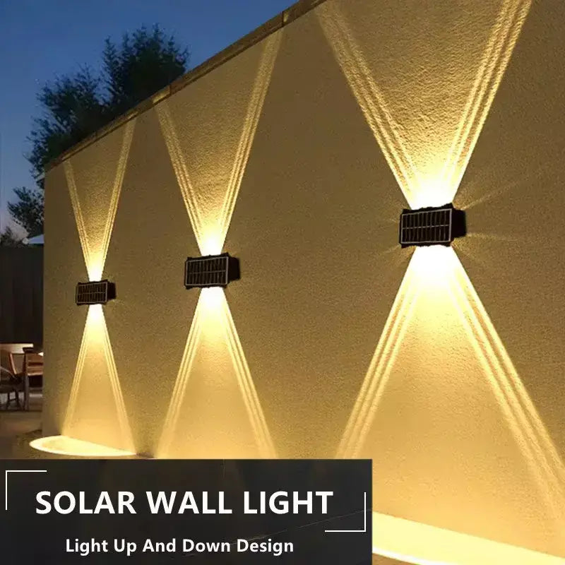 Lâmpada de parede solar ao ar livre led luz solar à prova dwaterproof água para cima e para baixo iluminação luminosa quintal decoração do jardim luzes movidas a energia solar