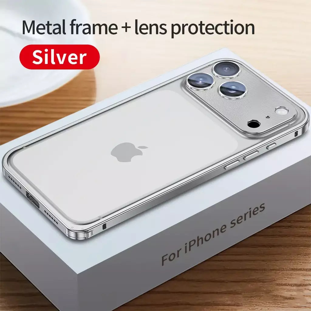 Aviação liga de alumínio quadro pára-choques caso do telefone para iphone 17 16 15 14 13 12 promax lente metal dissipação calor capa à prova de choque