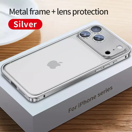 Aviação liga de alumínio quadro pára-choques caso do telefone para iphone 17 16 15 14 13 12 promax lente metal dissipação calor capa à prova de choque
