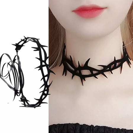 Colar de espinho de veludo de renda preta para mulheres gótico punk rock gargantilha colar moda festa gargantilhas colares yk2 jóias presentes