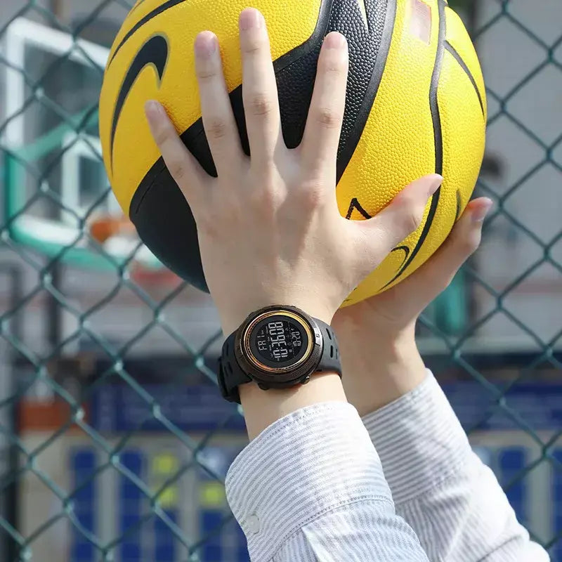 Skmei 1251 relógio digital à prova d'água para homens, relógio de pulso eletrônico esportivo com contagem regressiva, relógio militar led 1560 reloj hombre
