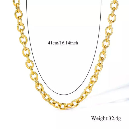Eilieck 316l aço inoxidável metal charme corrente colar jóias de declaração 18k pvd banhado colar de pescoço corrente para mulher