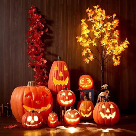 Decoração de halloween abóboras lâmpada para casa quintal jardim ao ar livre decoração halloween horror casa crânio festa adereços brilho no escuro