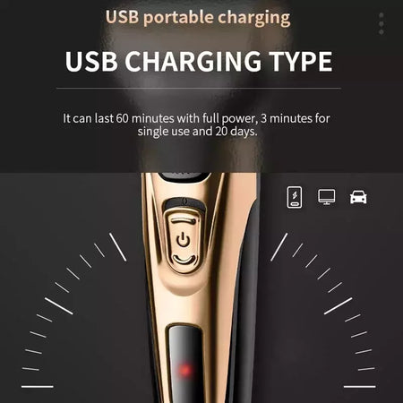 Kemei-Kit de higiene elétrica para homens, aparador de pêlos de barba, barbear corpo, nariz e orelha, lâmina facial recarregável, 3in 1