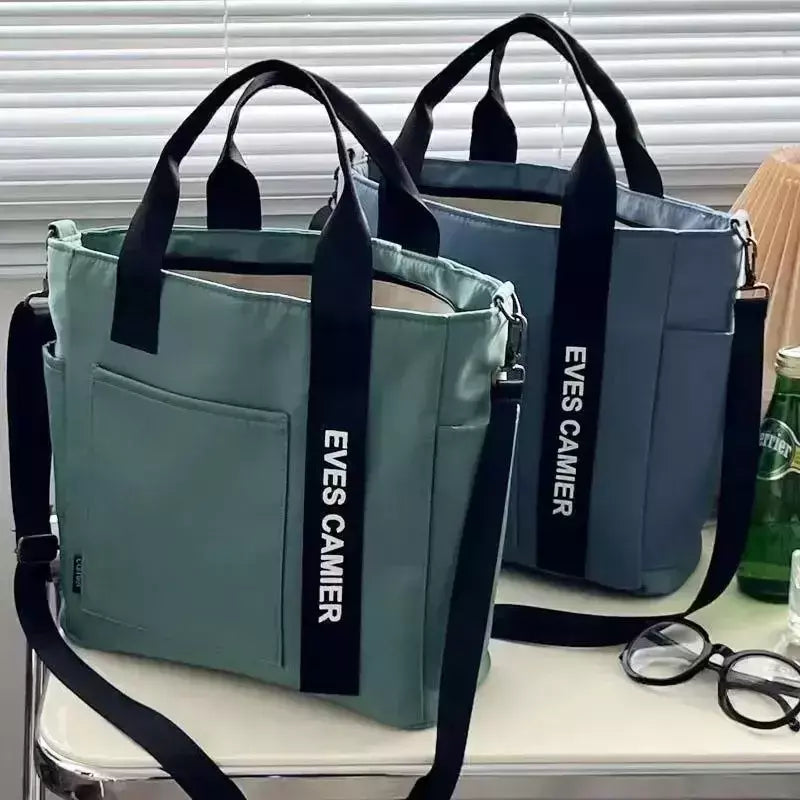 Bolsa de lona impermeável para aluna, grande capacidade, bolsa de ombro, nylon, simples, moda, sacos do mensageiro, sacola casual, novo, 2024