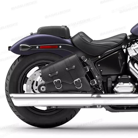 Bolsa de selim lateral de couro pu para motocicleta, adequada para harley sportster xl 883 1200 chopper cruiser cafe racer softail bobber