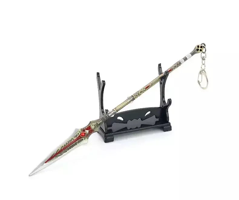 Novo 22cm deus da guerra lança arma ragnarok draupnir arma de metal samurai espada mochila chaveiro coleção festival presente brinquedo criança