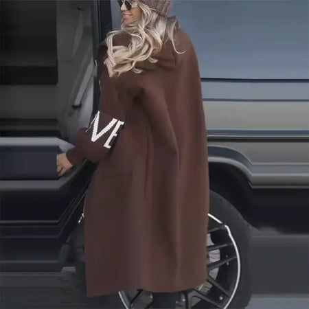 Casual longo retalhos casacos de malha feminino casual hoodies rendas até bolsos jaquetas femininas 2024 outono inverno nova senhora outerwears
