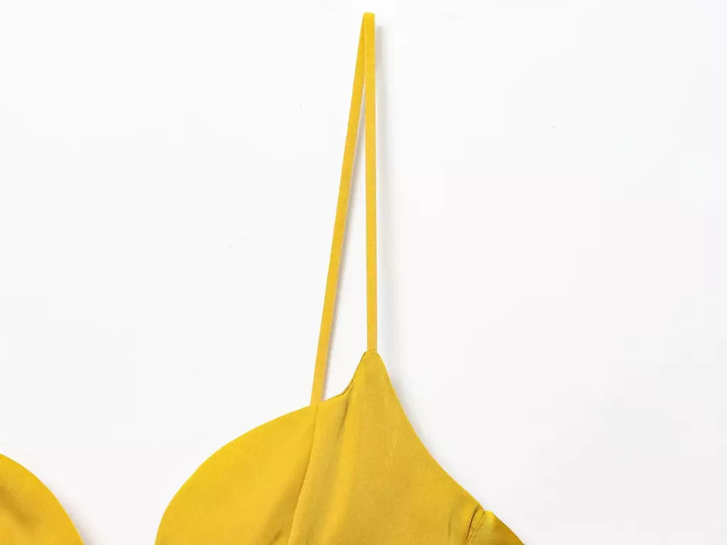 2025 verão novos produtos temperamento feminino sexy cetim texturizado vestido moda sexy suspender vestido