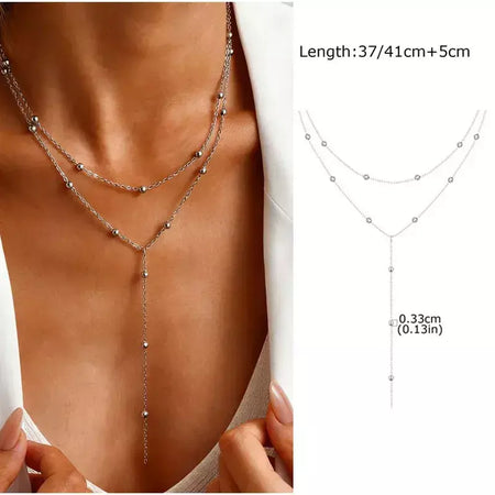 Colar lariat de aço inoxidável banhado a ouro, colar longo delicado colares laryered para mulheres meninas, pingente de gota em forma de y