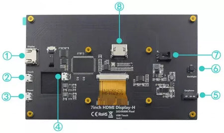 7 Polegada display portátil ips lcd tela de toque capacitivo 1024x600 monitor alto-falantes opcionais para raspberry pi 5 4b 3b + computador portátil