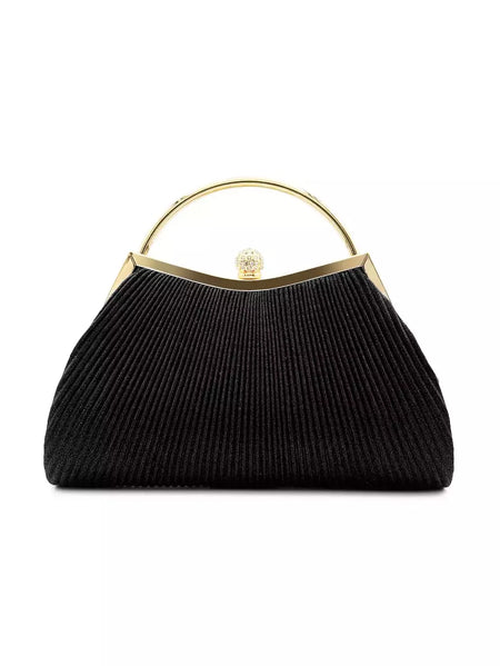 Bolsa de noite plissada para mulheres, alça superior, glitter dia clutch, jantar de casamento feminino vestida bolsa clipe de diamante, ouro