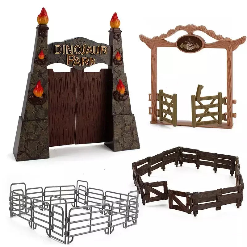 Crianças dinossauro portal quadro fingir jogar simulação casa de fazenda animal corral cerca portão para crianças figuras ação acessórios