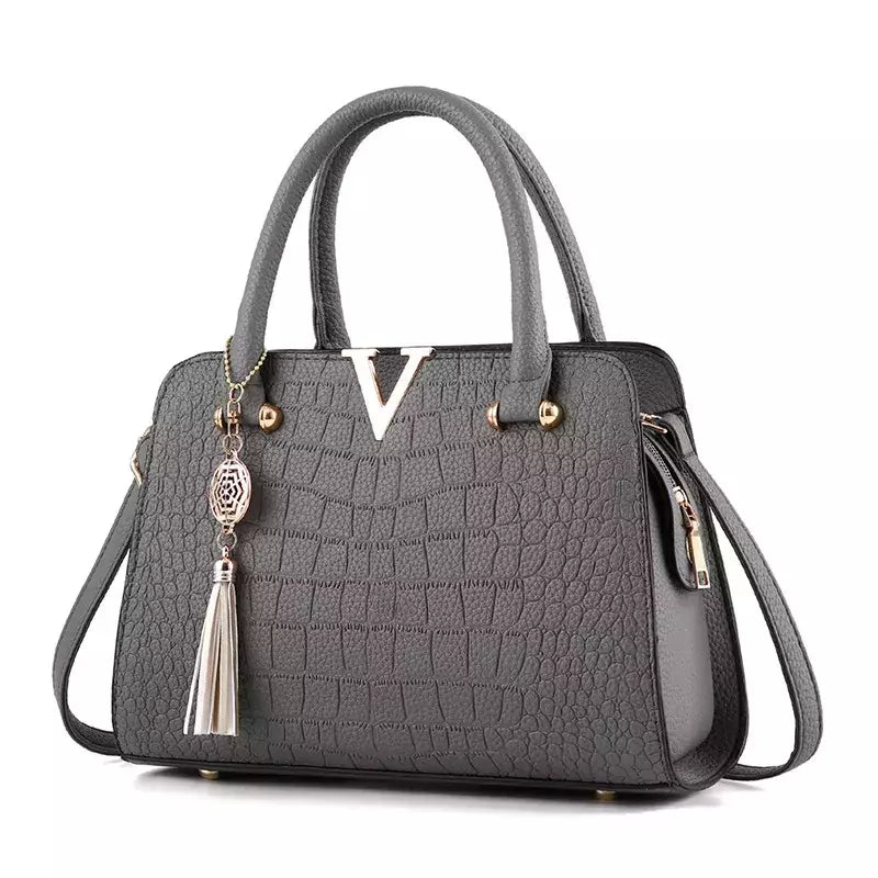 Bolsa de couro de alta qualidade para mulheres, Bolsas de Ombro Crocodilo, Designer de Letras V, Grande Capacidade