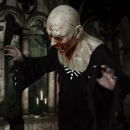 Máscara de vampiro zumbi realista máscara sangrenta látex rosto cheio traje de terror para halloween cosplay festa vestir-se acessório