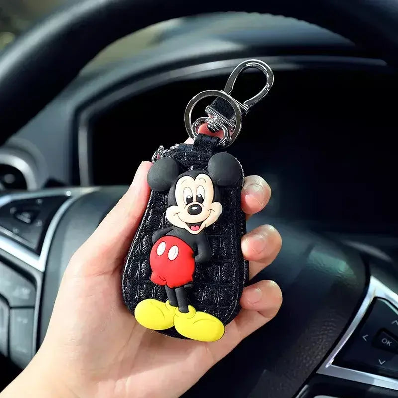 Caso chave do carro dos desenhos animados mickey minnie pato donald decoração anime figura auto chave proteção caso interior ornamento acessórios