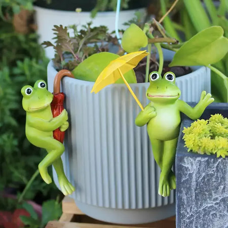 Estatuetas de sapo em miniatura, decoração de plantador, acessórios de vaso de flores fofos, estátua de sapo de resina, jardim de fadas, decorações de plantas estéticas