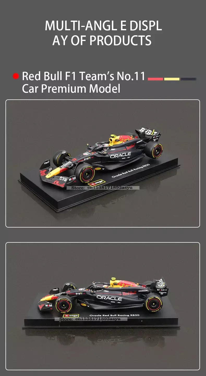 Bburago 1:43 2024 RB20 F1 Red Bull Racing TAG Heuer 2023 RB19 Miami # 1 Verstappen # 11 Brinquedo modelo fundido para carro em liga Perez