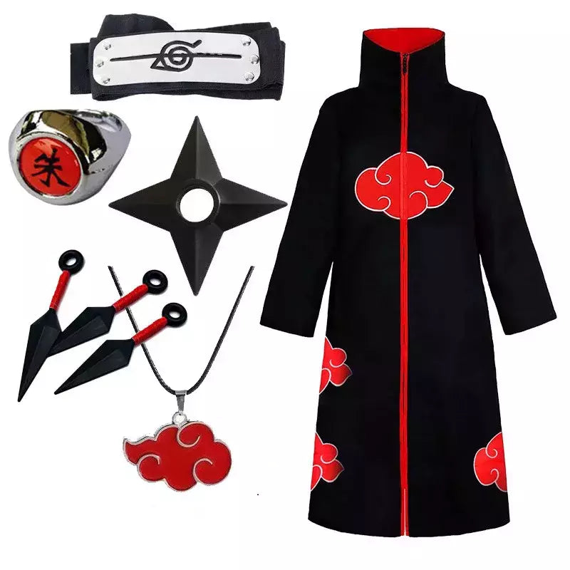 Naruto uchiha itachi cosplay trajes anime longo manto casaco robe trincheira ninja halloween carnaval festa grupo roupas capa presentes