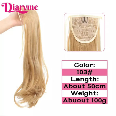Extensões sintéticas longas do cabelo do rabo de cavalo para mulheres, preto, marrom, reistan do calor, rabo de pônei, cabelo falso, grampo no hairpiece