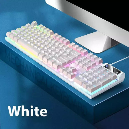 K500 teclado para jogos com fio sensação mecânica laptop desktops pc computador acessórios de escritório 104 teclas teclados com luz de fundo rgb