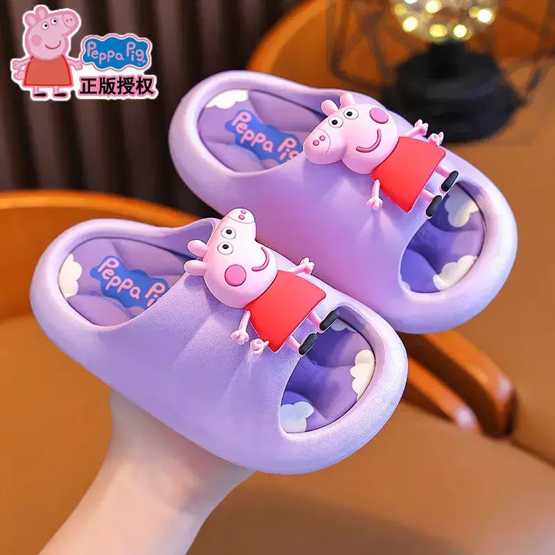 Peppa Pig Sandálias femininas de verão 2025 Novo estilo antiderrapante chinelos de banho internos para crianças em casa