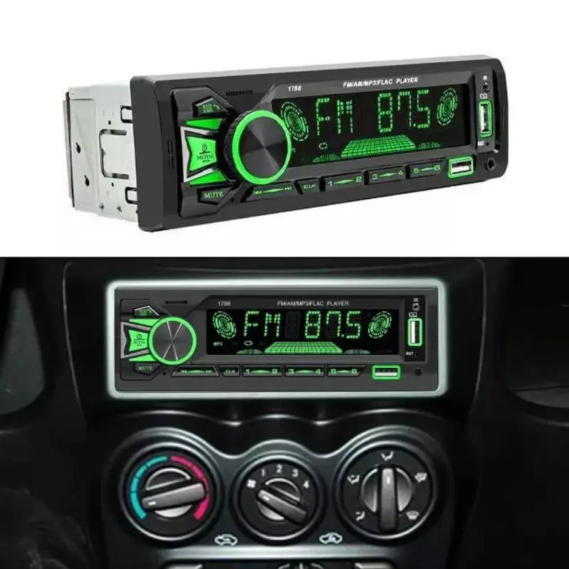 Universal 1 DIN Car MP3 Player B-tooth WIRELESS, Rádio FM, Entrada USB/TF/AUX, Carregador Rápido, Display de Tempo, Estéreo Multimídia para A