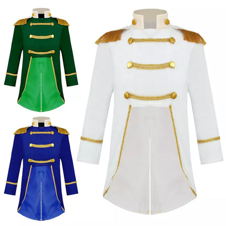 Meninos príncipe cosplay traje manga longa franja de ouro trança veludo smoking tailcoat tribunal real cosplay jaqueta vestir-se