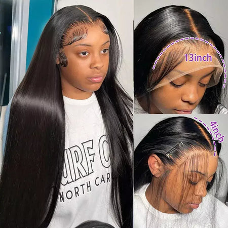 250 densidade osso em linha reta 13x6 hd peruca frontal do laço 30 Polegada alça invisível 360 peruca dianteira do laço completo sem cola 100% peruca de cabelo humano