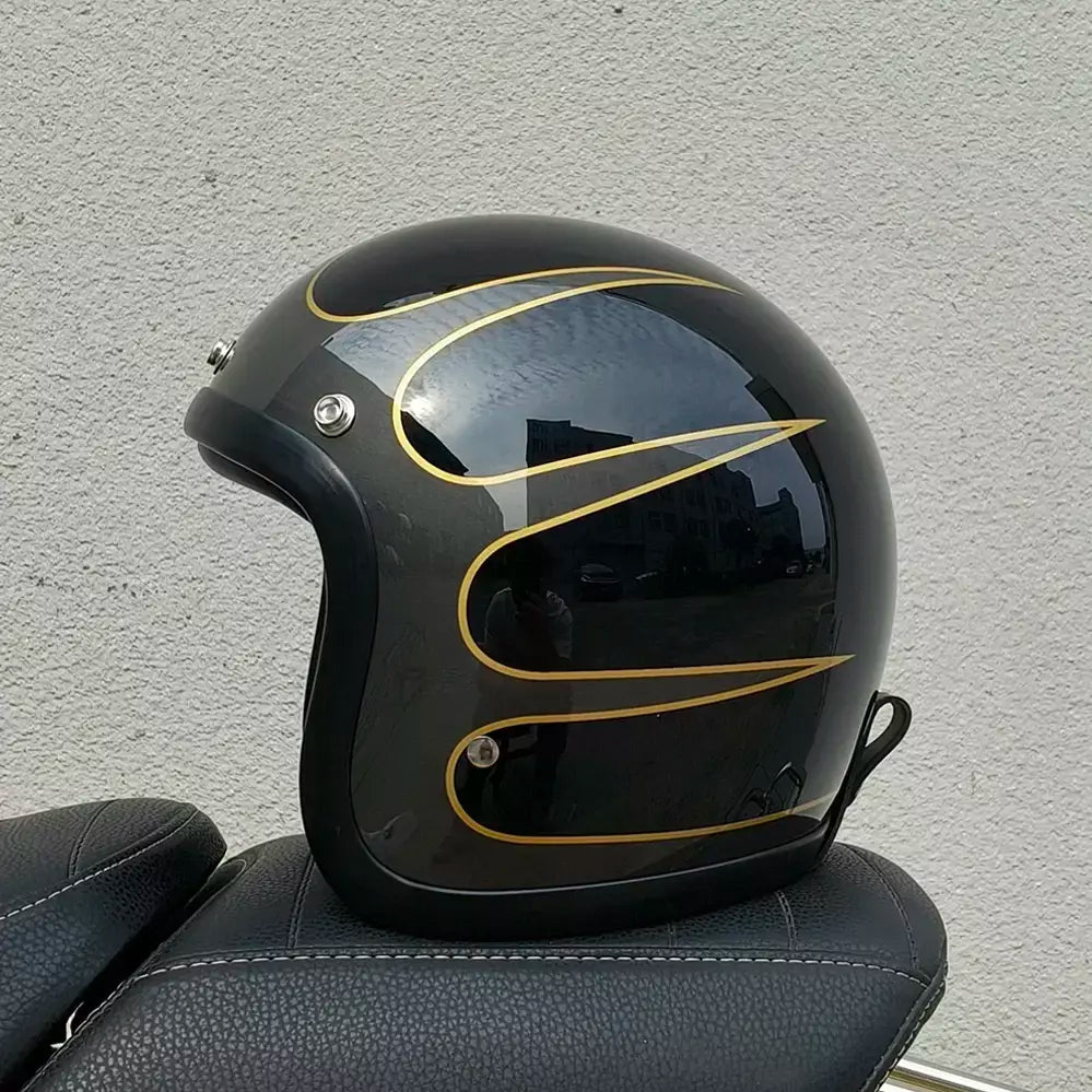 Genuíno vintage tt & cocascos fibra de vidro capacete da motocicleta retro scooter equitação rosto aberto 3/4 jet casco moto capacete dot aprovado