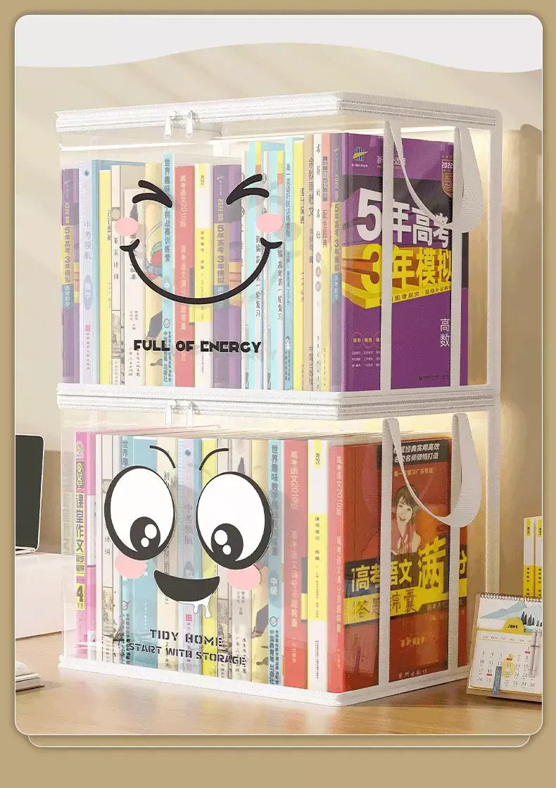 Caixa de livro dobrável estudante dormitório sala de aula livro organizador transparente à prova dwaterproof água casa livro organização caixa armazenamento bolsa