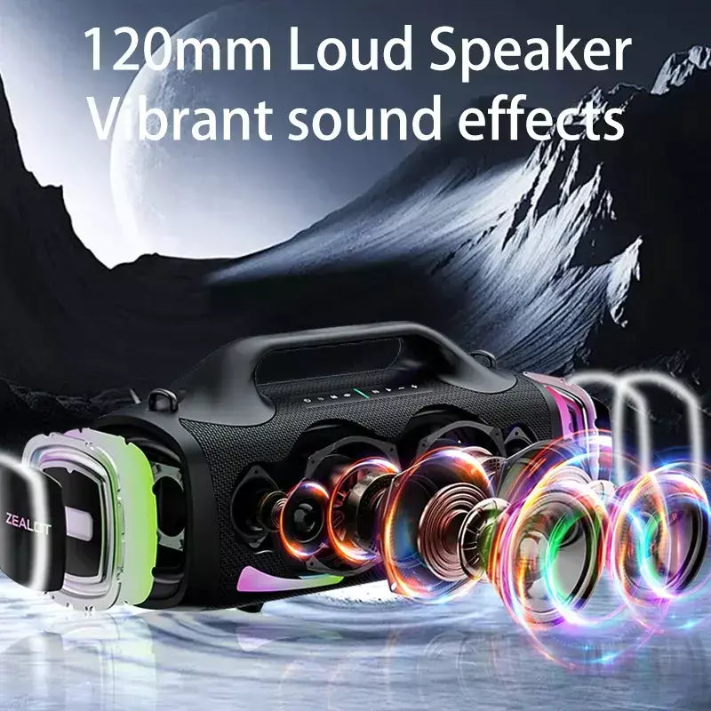 Zealot S79 100W alto-falante sem fio, alto-falante subwoofer portátil ao ar livre, qualidade de som Hifi, emparelhamento duplo, carregamento rápido, 24000mAh.