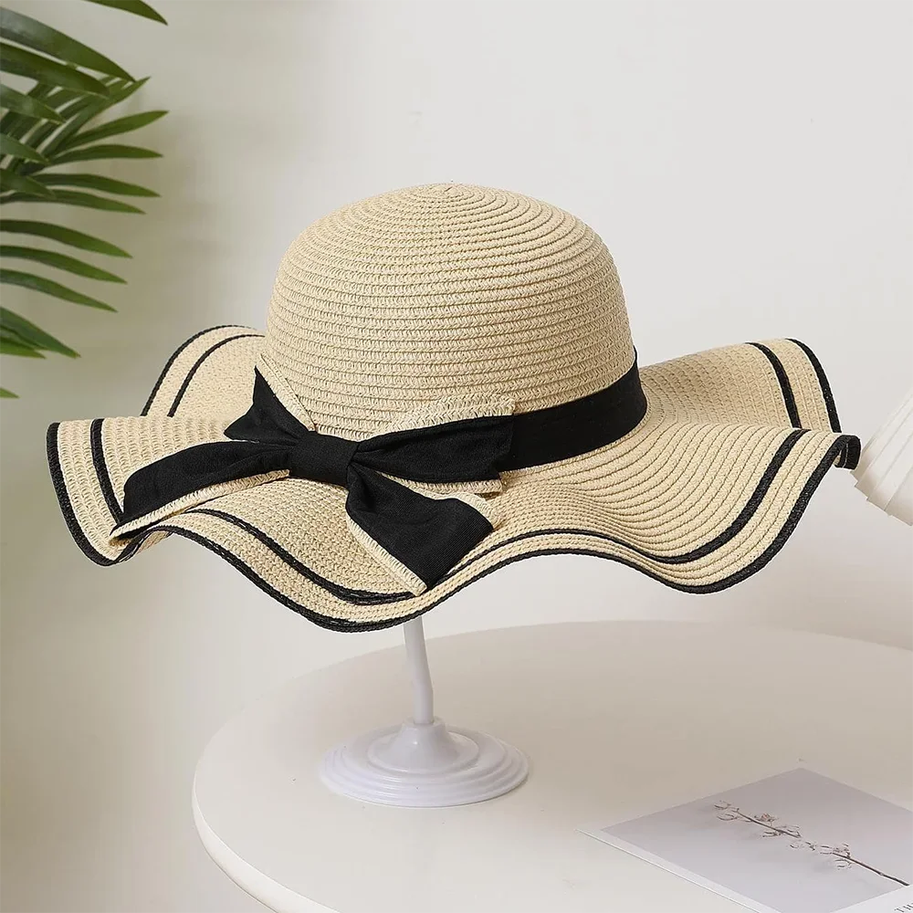 Chapéu de palha praia verão feminino, rosto fresco cobrindo, chapéu de sol versátil de viagem, sombrinha
