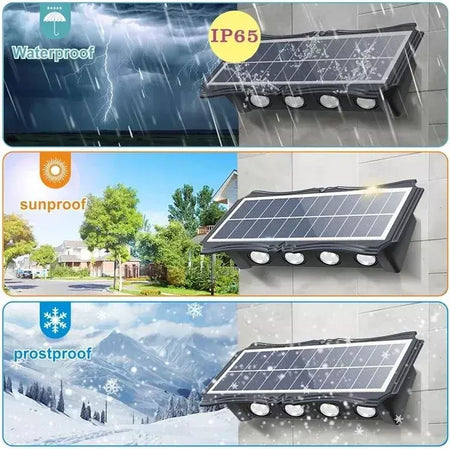 Lâmpada de parede solar ao ar livre led luz solar à prova dwaterproof água para cima e para baixo iluminação luminosa quintal decoração do jardim luzes movidas a energia solar