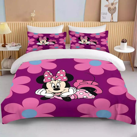 Disney-Minnie Mouse Impresso Conjunto de Cama para Crianças e Adultos, Capa de Edredão, Consolador, Fronha, Rosa, Rei, Amor, Desenhos Animados, Meninos, Meninas, Adultos, Presente