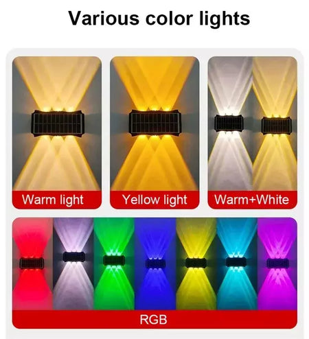 Lâmpada de parede solar ao ar livre led luz solar à prova dwaterproof água para cima e para baixo iluminação luminosa quintal decoração do jardim luzes movidas a energia solar