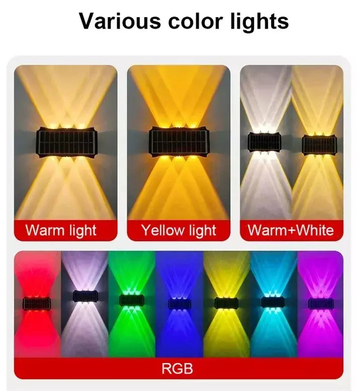 Lâmpada de parede solar ao ar livre led luz solar à prova dwaterproof água para cima e para baixo iluminação luminosa quintal decoração do jardim luzes movidas a energia solar