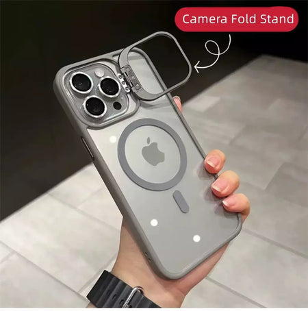 Magsafe suporte de proteção de lente magnética capa de telefone para iphone 17 12 13 14 15 16 pro max câmera vidro transparente anel de metal capa